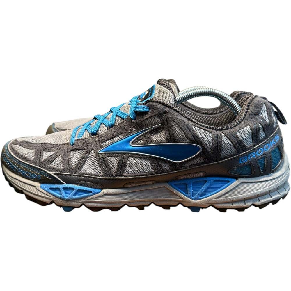 BROOKS Cascadia Men's 11.5 Gray Blue Trail Running Shoes Hiking Sneakers